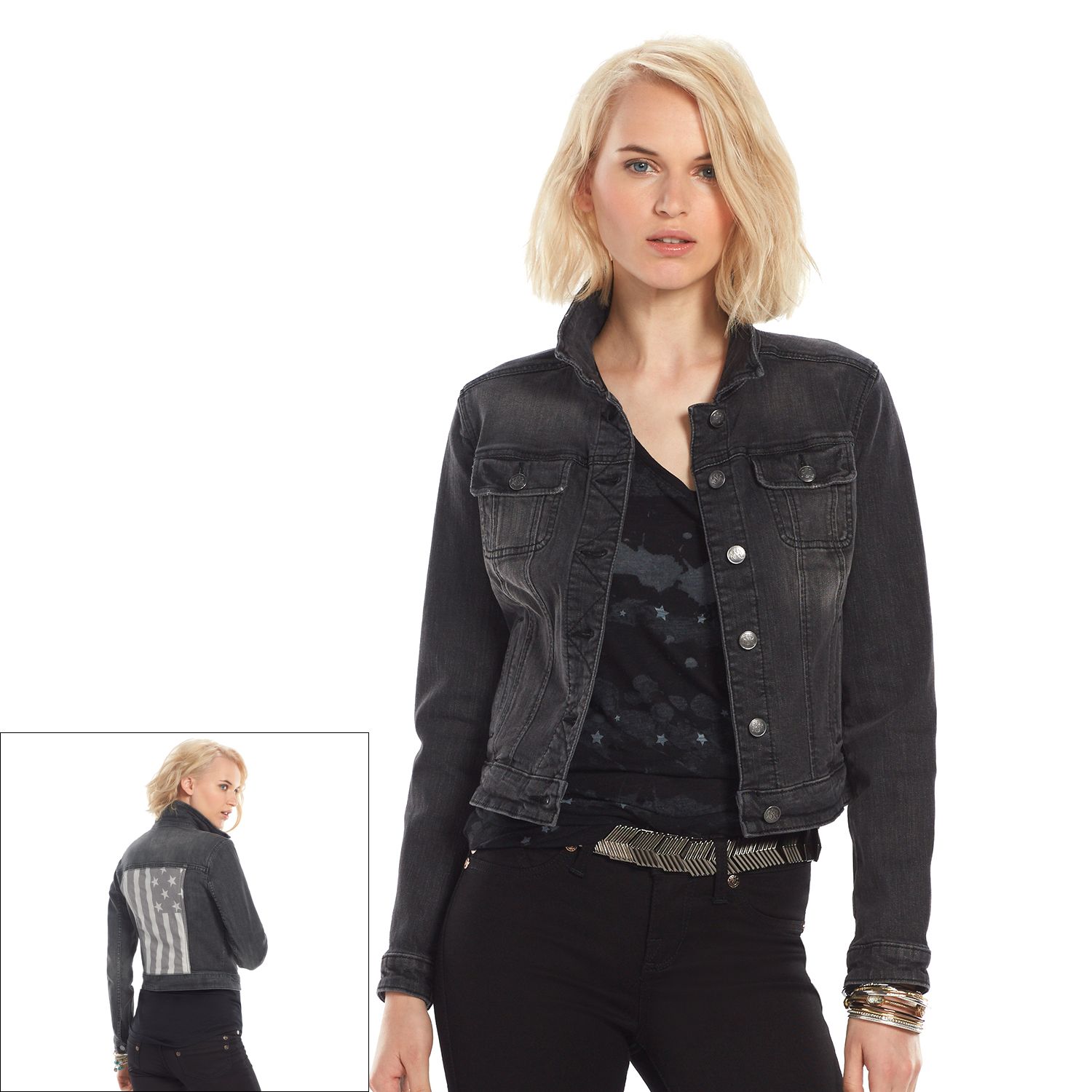 jean jacket with american flag on the back