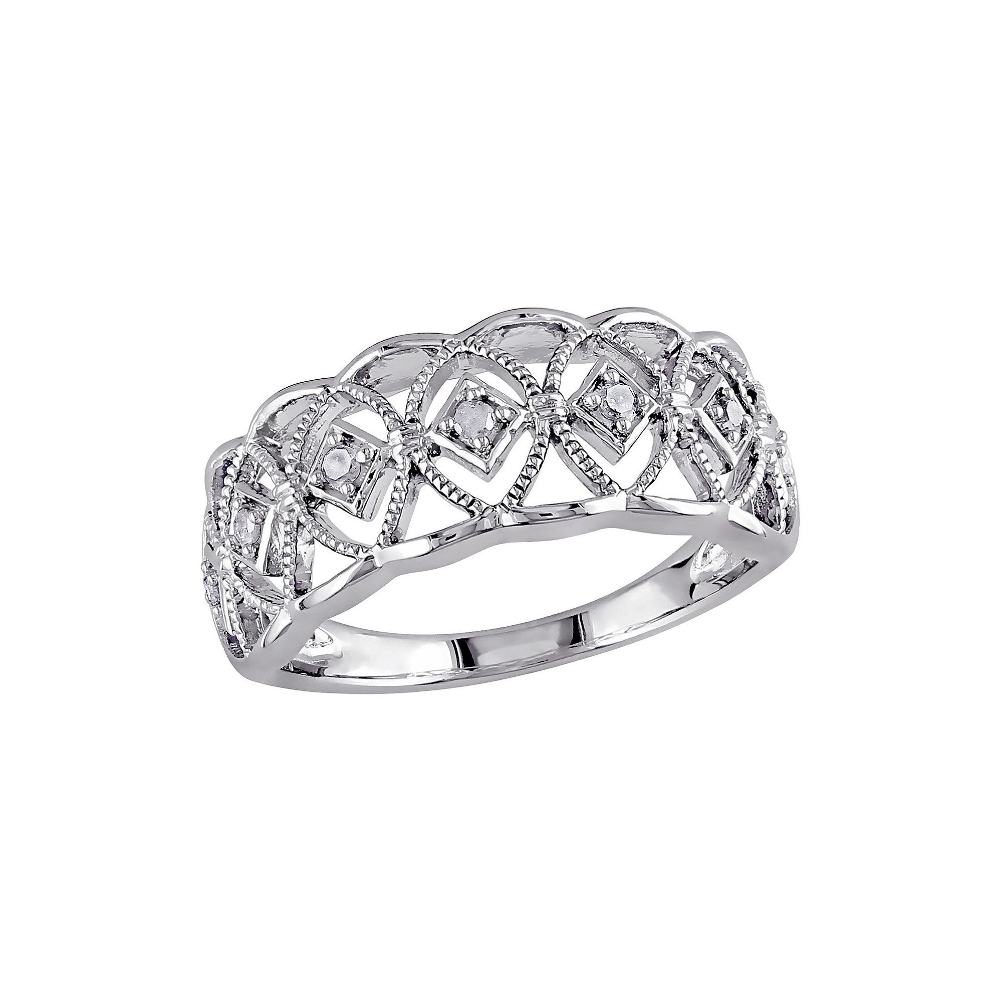 Stella Grace 1/10 Carat T.W. Diamond Sterling Silver Openwork Ring, Womens