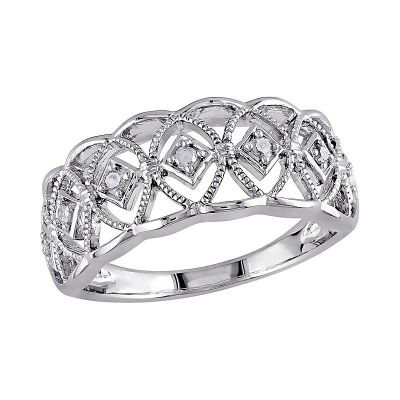 Stella Grace 1/10 Carat T.W. Diamond Sterling Silver Openwork Ring, Womens