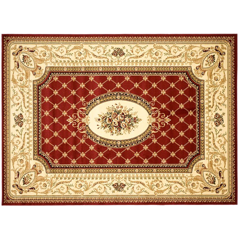 Safavieh Lyndhurst Framed Floral Rug, Red, 8Ft Rnd