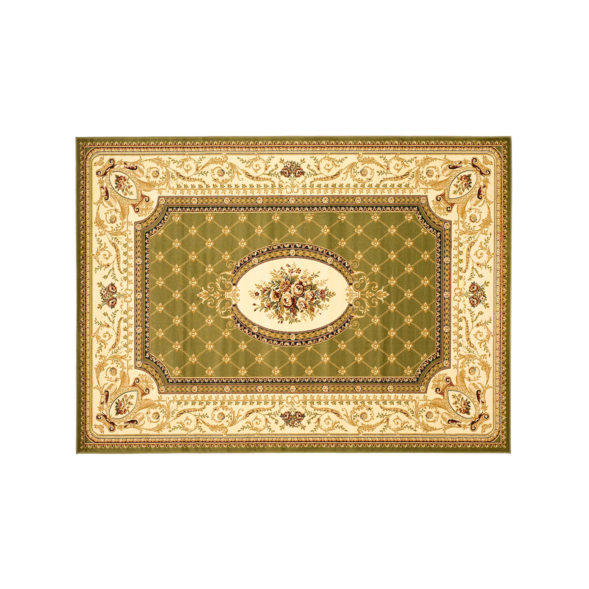 Safavieh Lyndhurst Elegant Framed Floral Rug, Sage Ivory