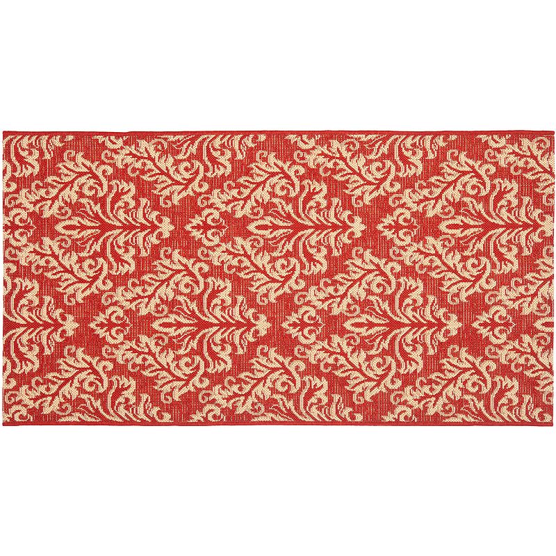 Safavieh Courtyard Leaves Indoor Outdoor Rug, Red, 8X11 Ft