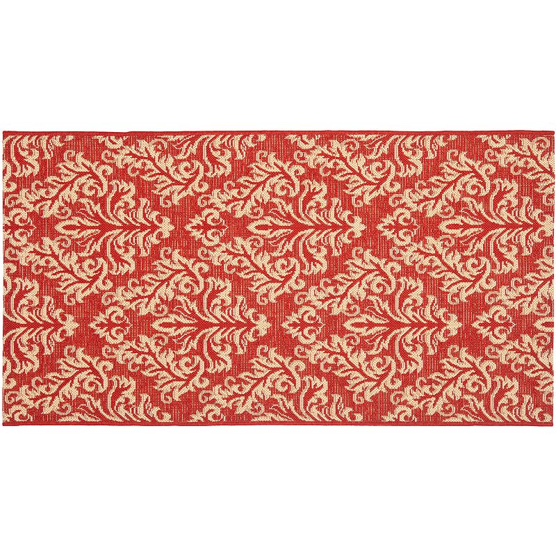 Safavieh Courtyard Leaves Indoor Outdoor Rug, Red, 8X11 Ft