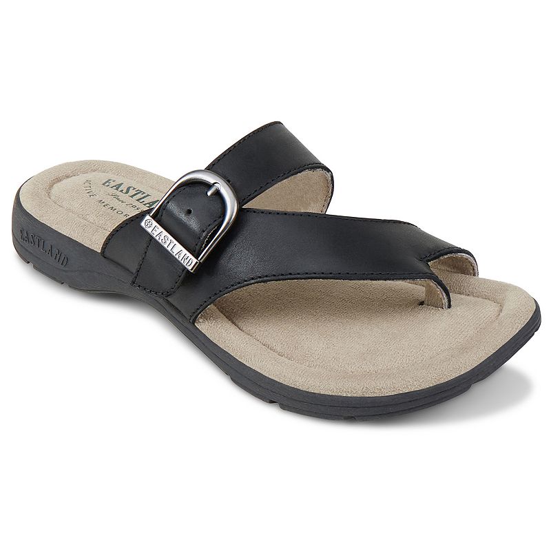 Eastland Tahiti II Women's Leather Thong Sandals, Size: 8 Wide, Black