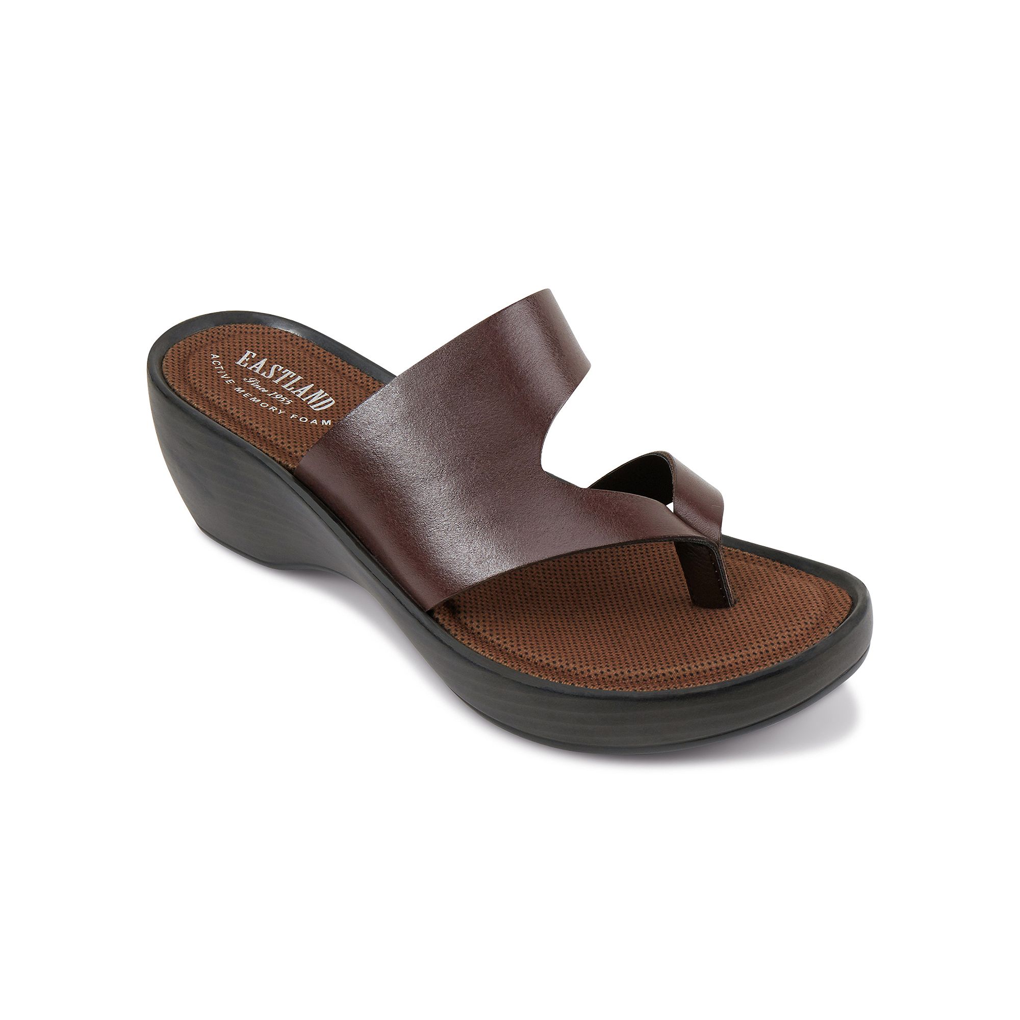 Eastland Laurel Womens Leather Wedge Sandals, Size: 6 Wide, Brown