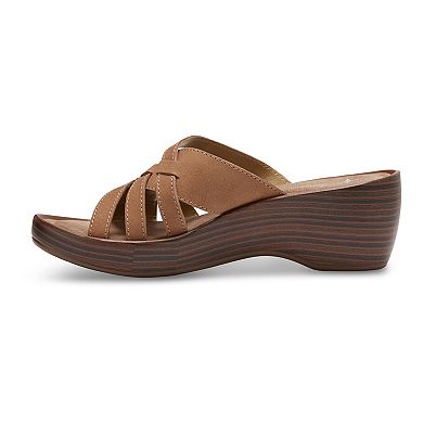 Eastland Poppy Women's Leather Slide Wedge Sandals