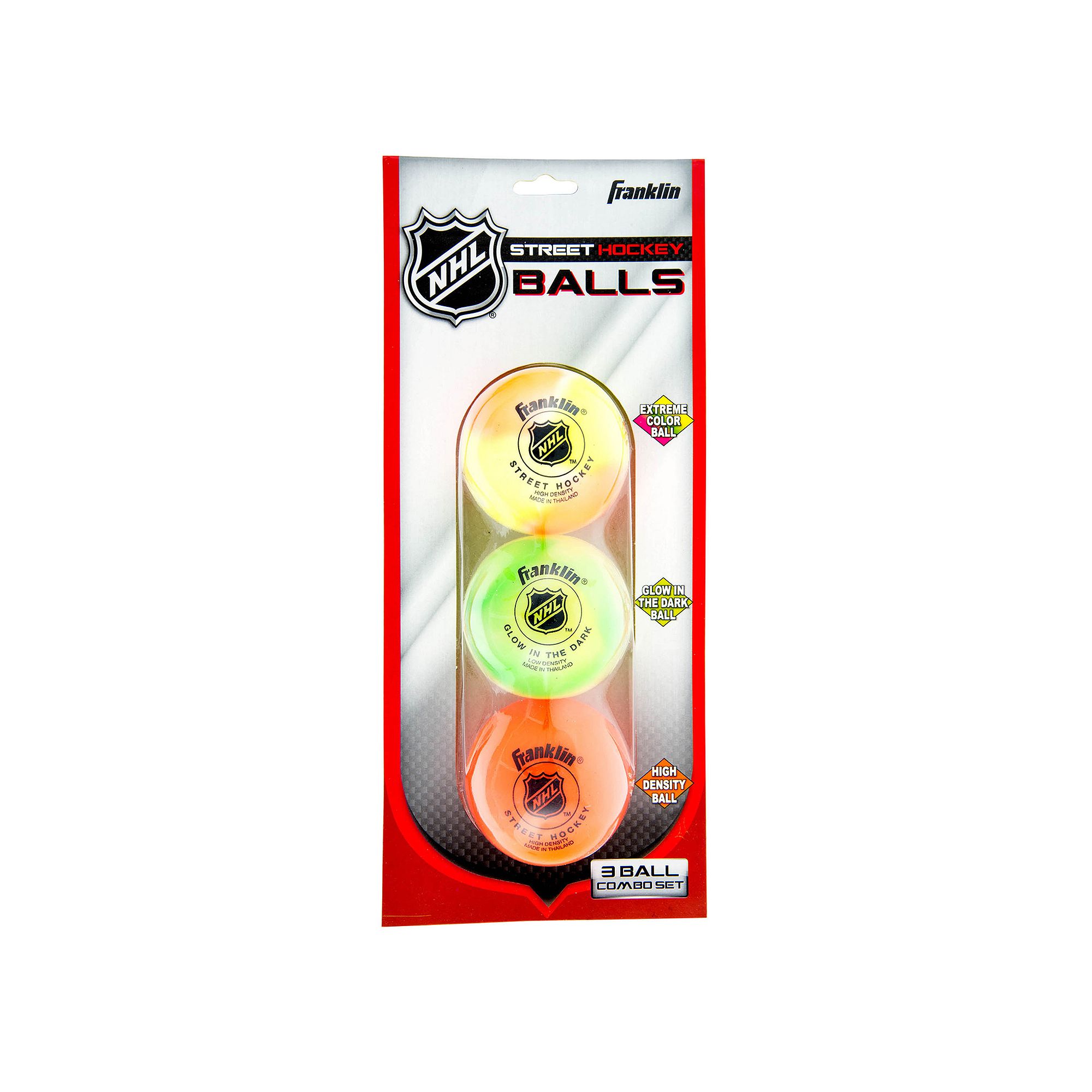Franklin Sports NHL Street Hockey Ball Combo 3-Pack, Multicolor