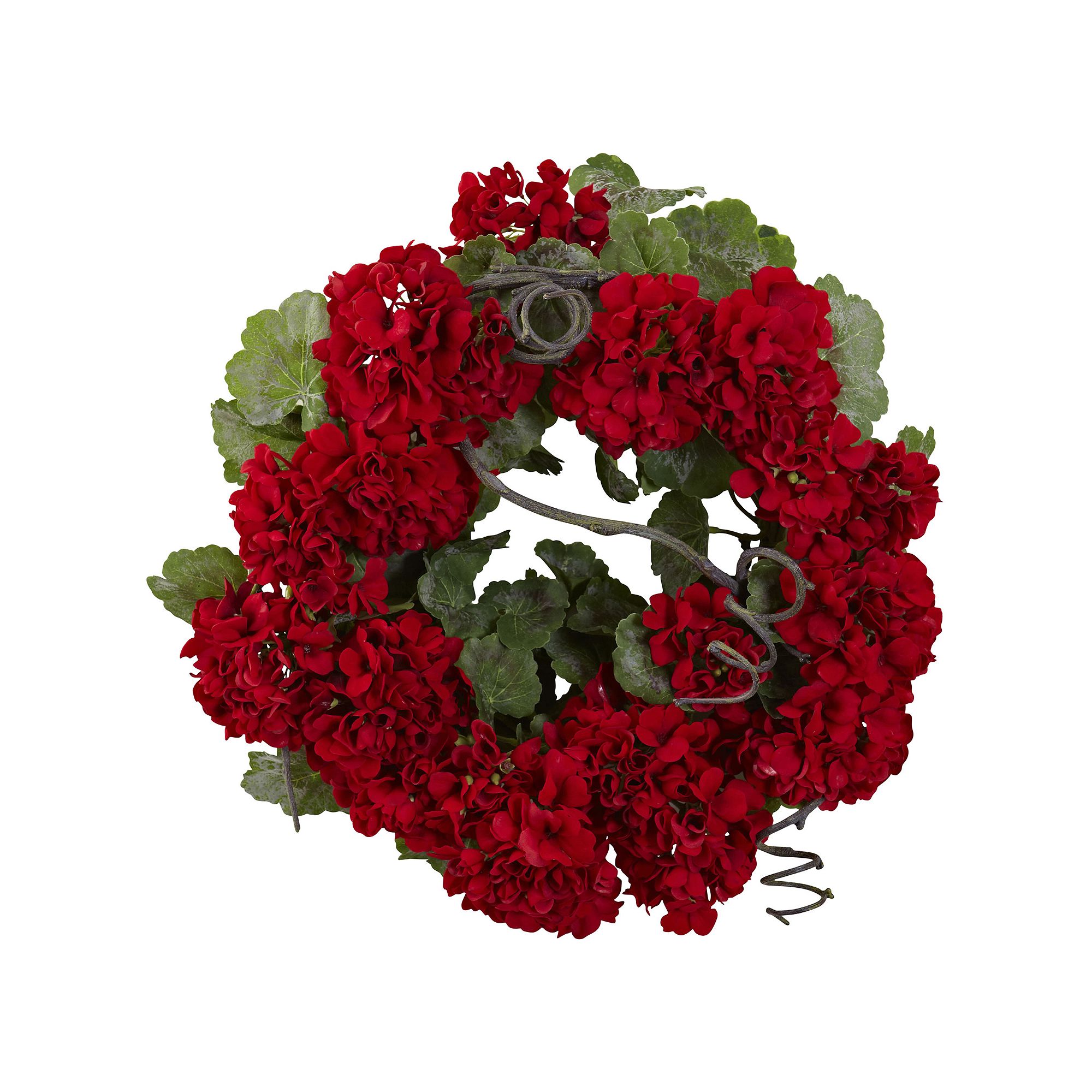 nearly natural 17-in. Geranium Wreath, Multicolor