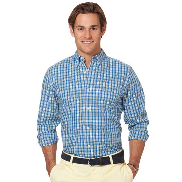 Chaps Iron Hull Classic-Fit Plaid Woven Casual Button-Down Shirt - Men