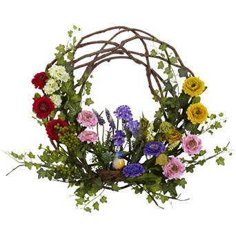 nearly natural 22 in Spring Floral Wreath