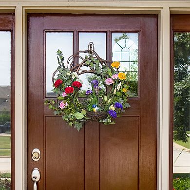 nearly natural 22-in. Spring Floral Wreath
