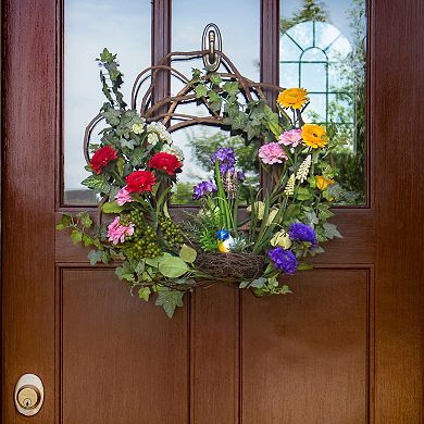 nearly natural 22-in. Spring Floral Wreath