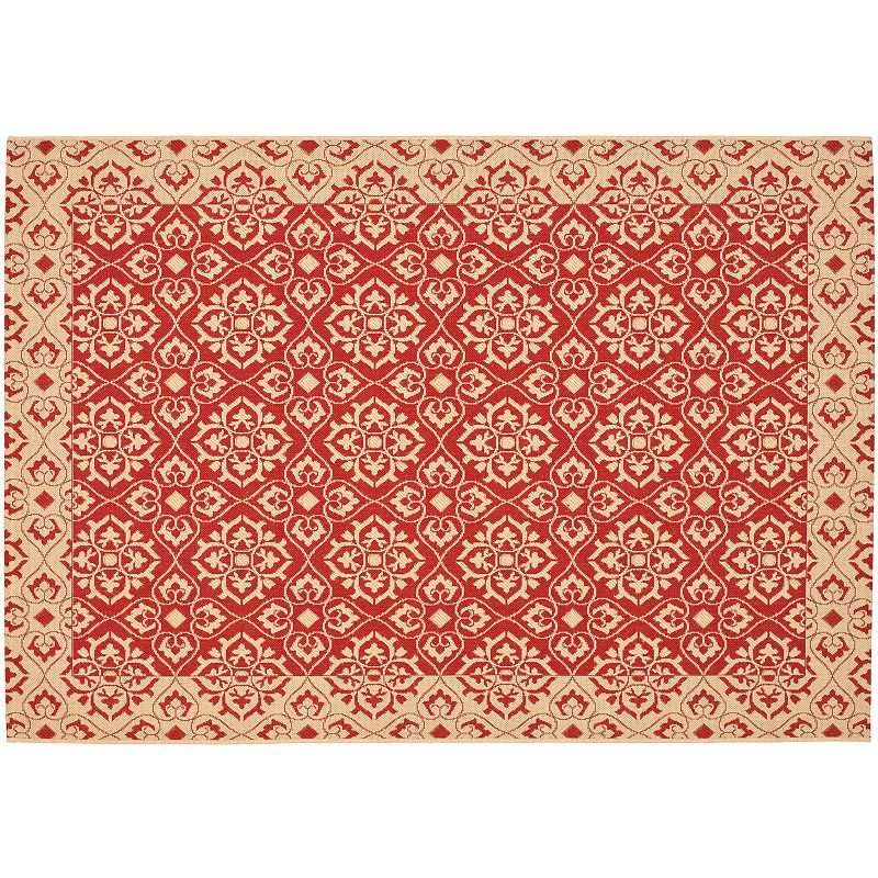 Safavieh Courtyard Floral Indoor Outdoor Rug, Red, 8Ft Rnd