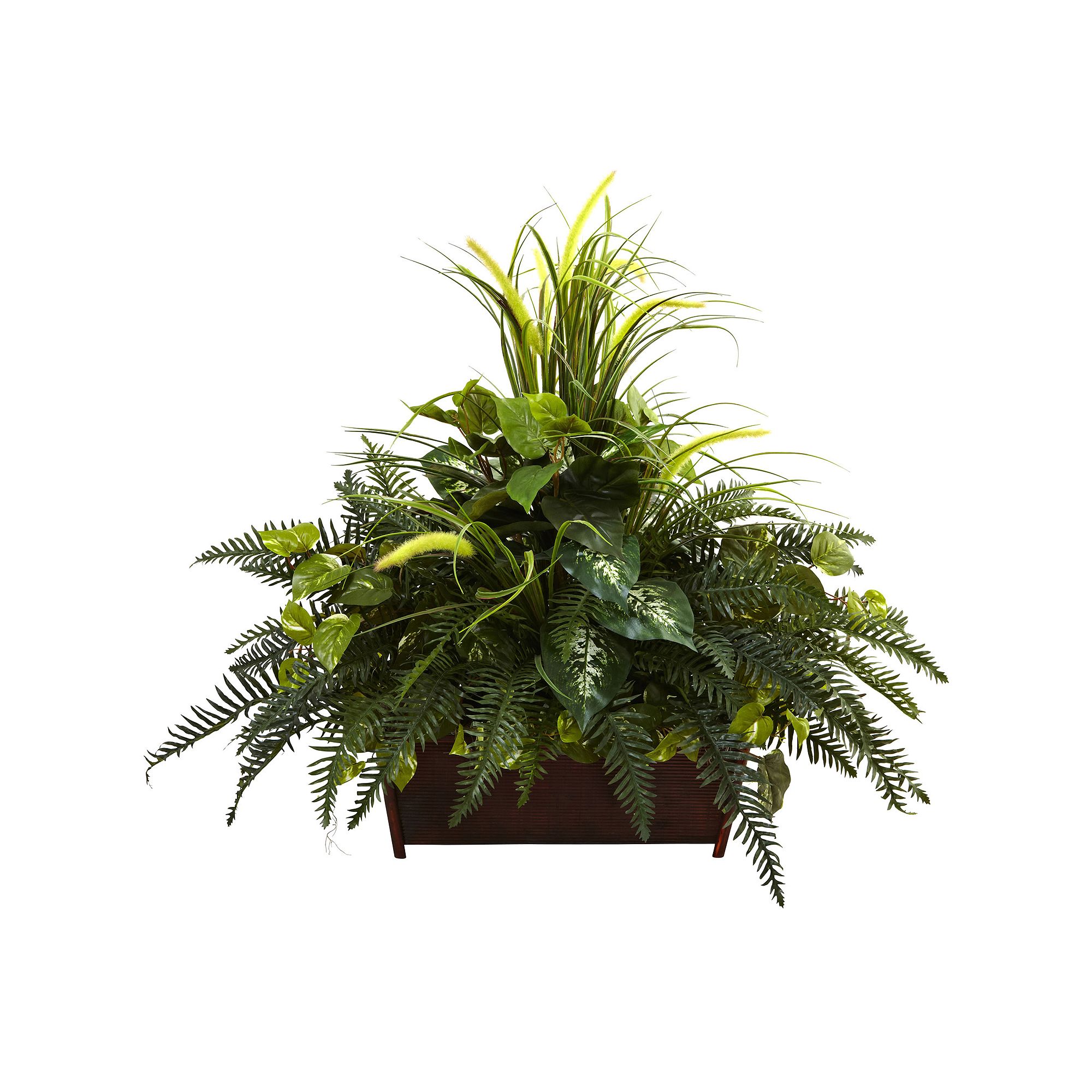 nearly natural Mixed Grass & River Fern Arrangement, Green