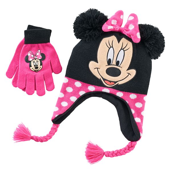 Disney Girls Minnie Mouse Hat & Gloves Set Blue One Size 