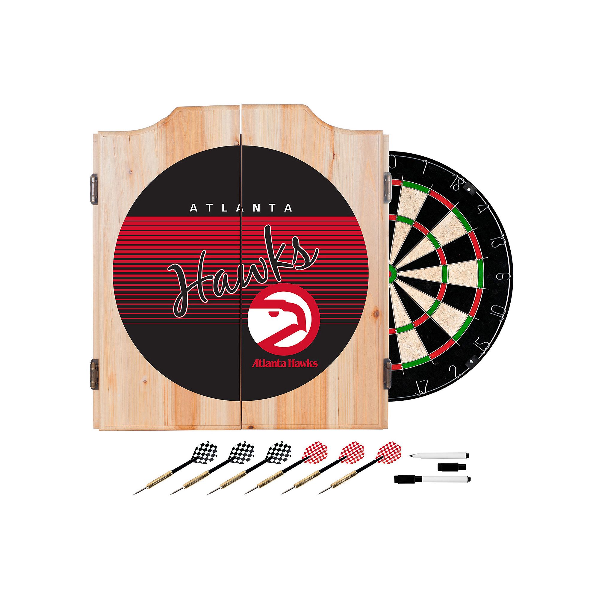 Atlanta Hawks Hardwood Classics Wood Dart Cabinet Set, Team