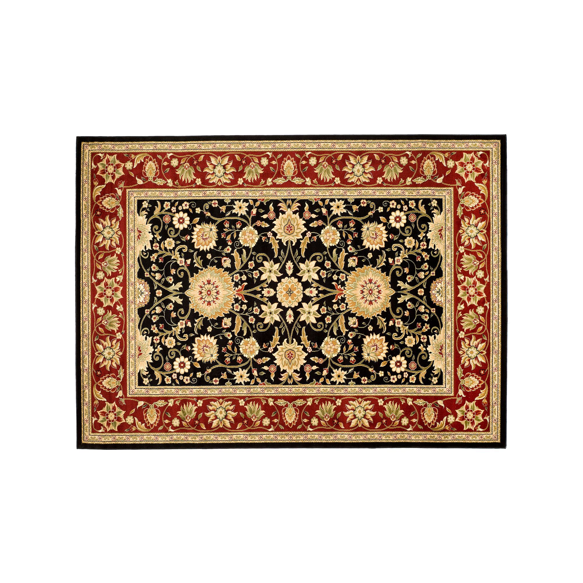 Safavieh Lyndhurst Framed Floral Print Rug, Black Red