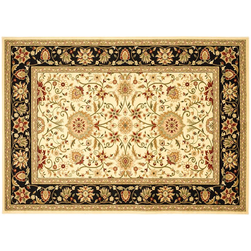 Safavieh Lyndhurst Framed Floral Print Rug, White, 8Ft Rnd