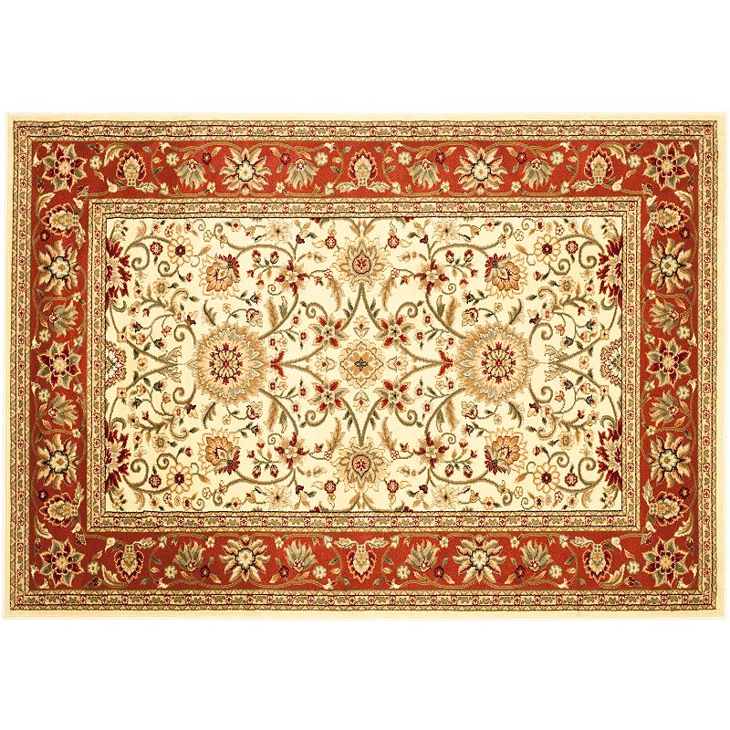 Safavieh Lyndhurst Framed Floral Print Rug, White, 5X7.5 Ft