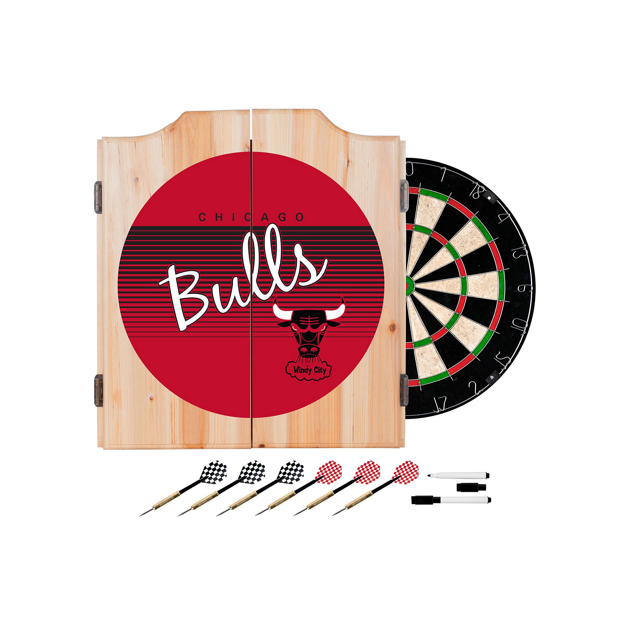 Chicago Bulls Hardwood Classics Wood Dart Cabinet Set, Team