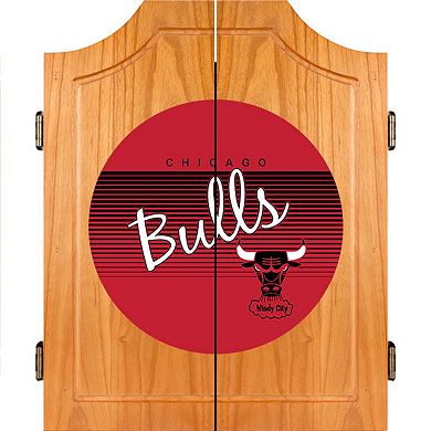 Chicago Bulls Hardwood Classics Wood Dart Cabinet Set