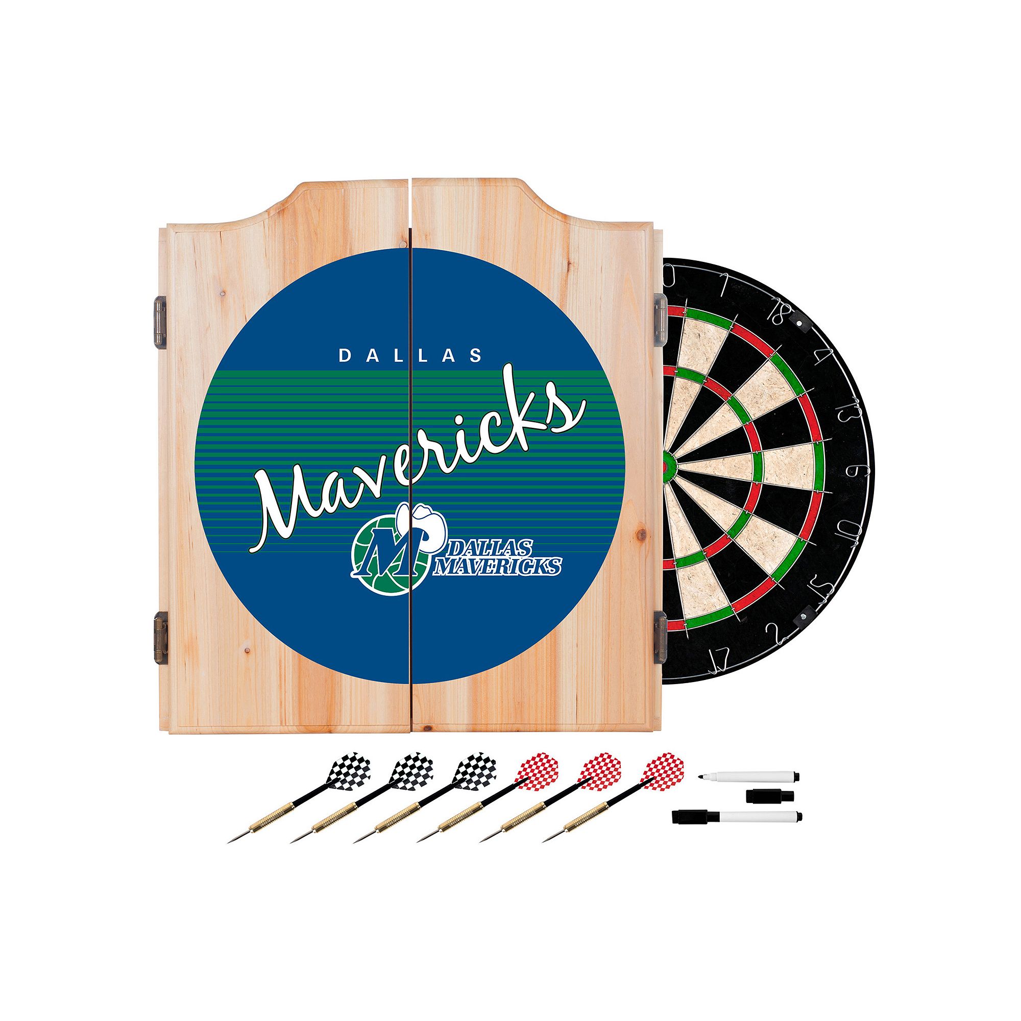 Dallas Mavericks Hardwood Classics Wood Dart Cabinet Set, Team