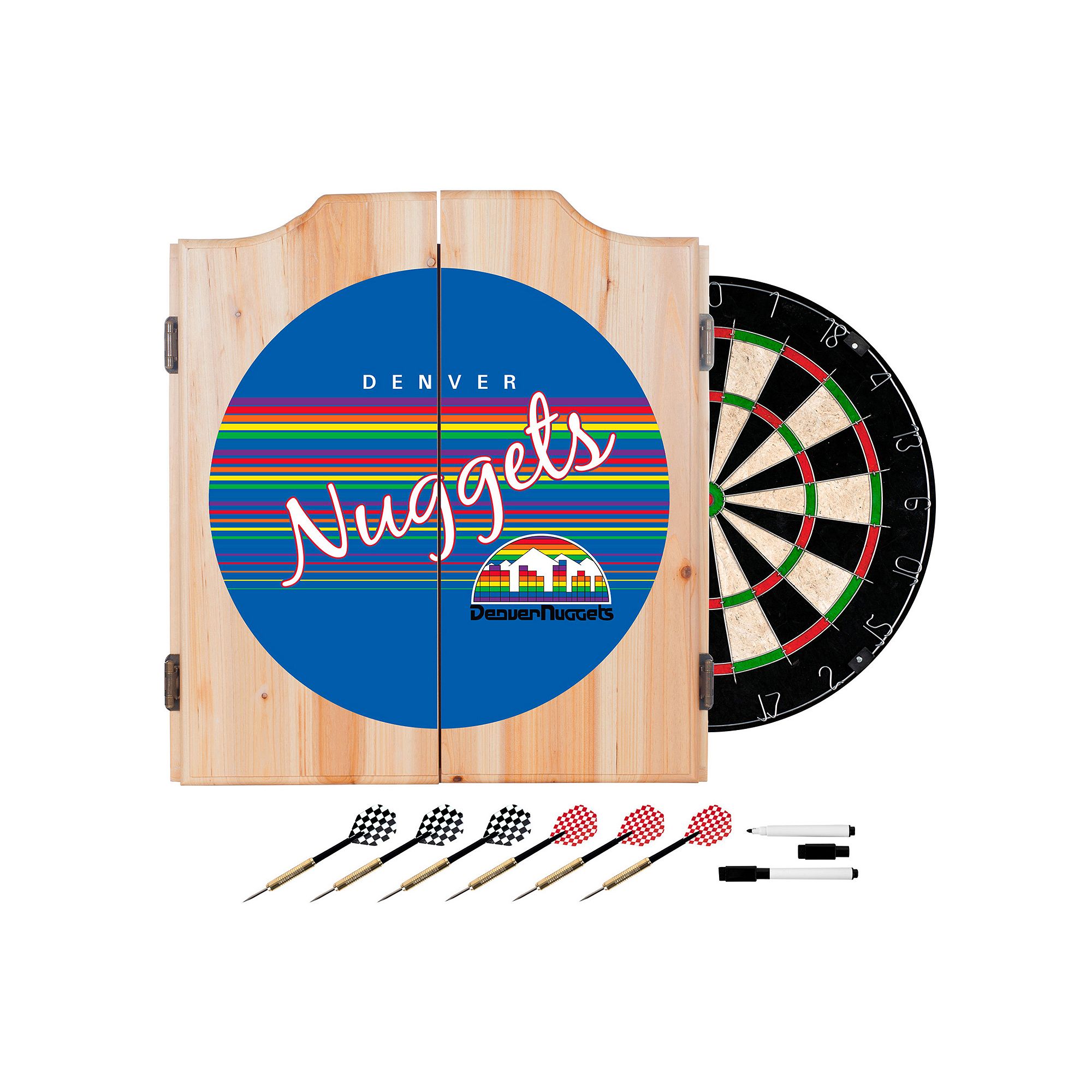 Denver Nuggets Hardwood Classics Wood Dart Cabinet Set, Nug Team