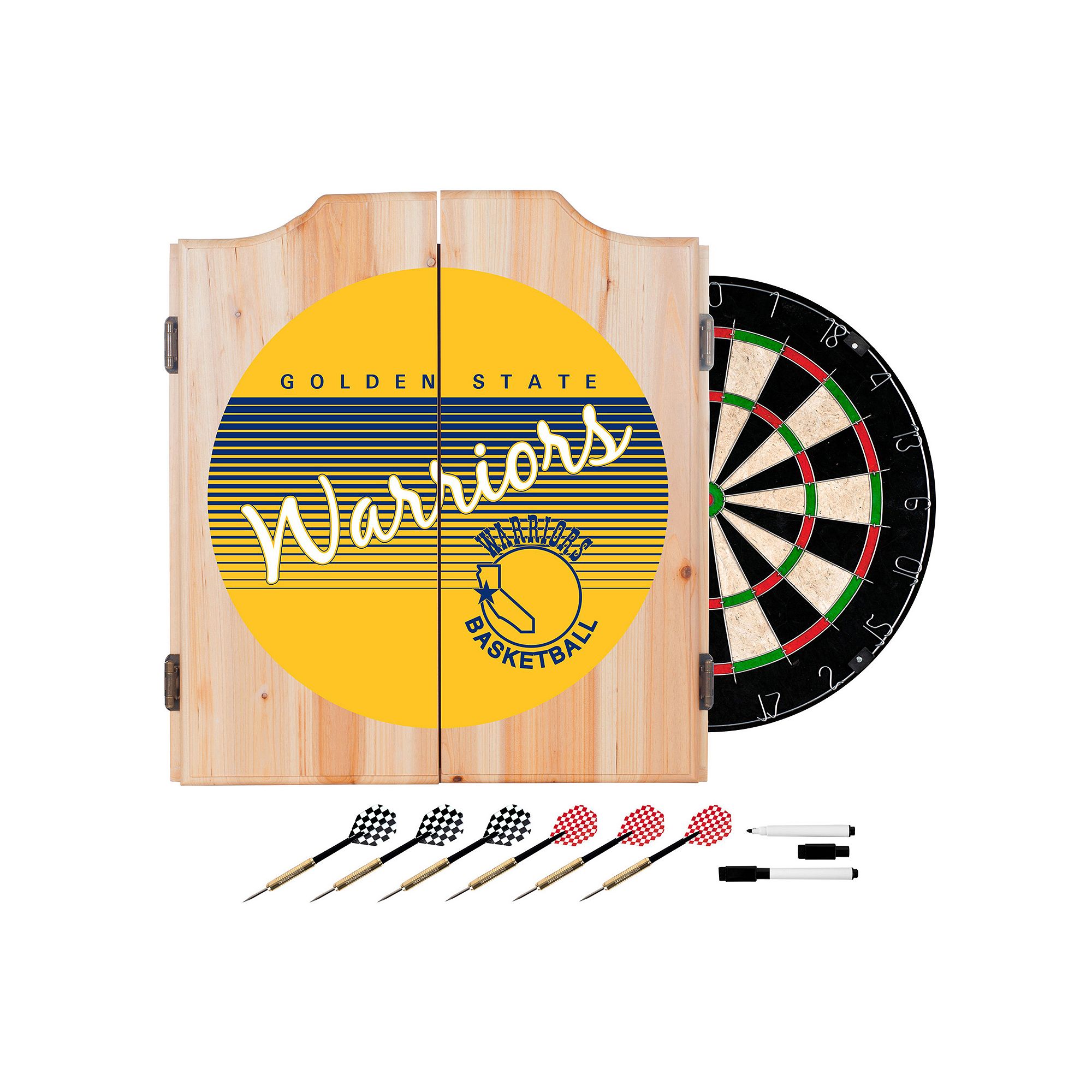 Golden State Warriors Hardwood Classics Wood Dart Cabinet Set, Team