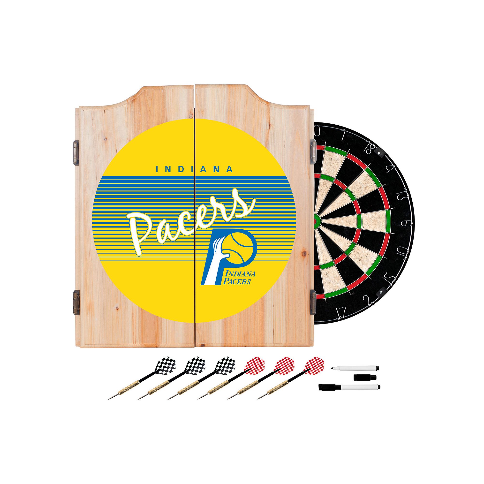 Indiana Pacers Hardwood Classics Wood Dart Cabinet Set, Team