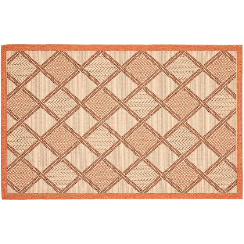 Safavieh Courtyard Geometric Diamond Indoor Outdoor Rug, Beig/Green, 8X11 Ft