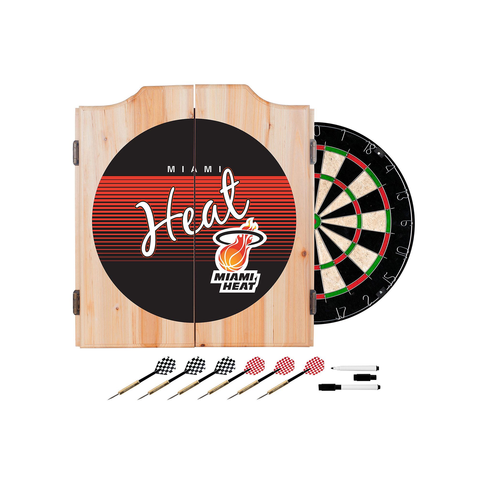 Miami Heat Hardwood Classics Wood Dart Cabinet Set, Team