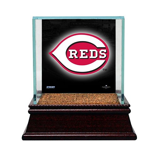 Steiner Sports Glass Single Baseball Display Case with Cincinnati Reds Logo Background and Authentic...