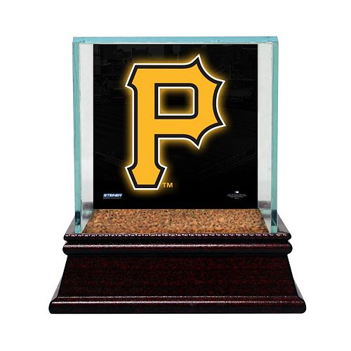 Steiner Sports Glass Single Baseball Display Case with Pittsburgh Pirates Logo Background and Authentic Field Dirt
