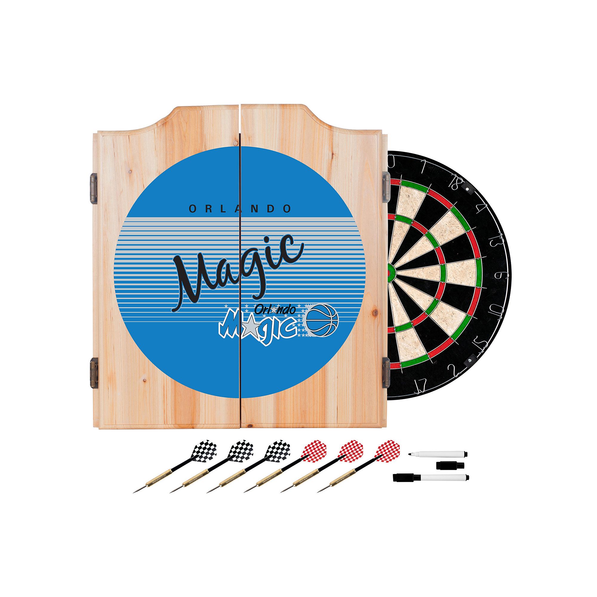 Orlando Magic Hardwood Classics Wood Dart Cabinet Set, Mag Team