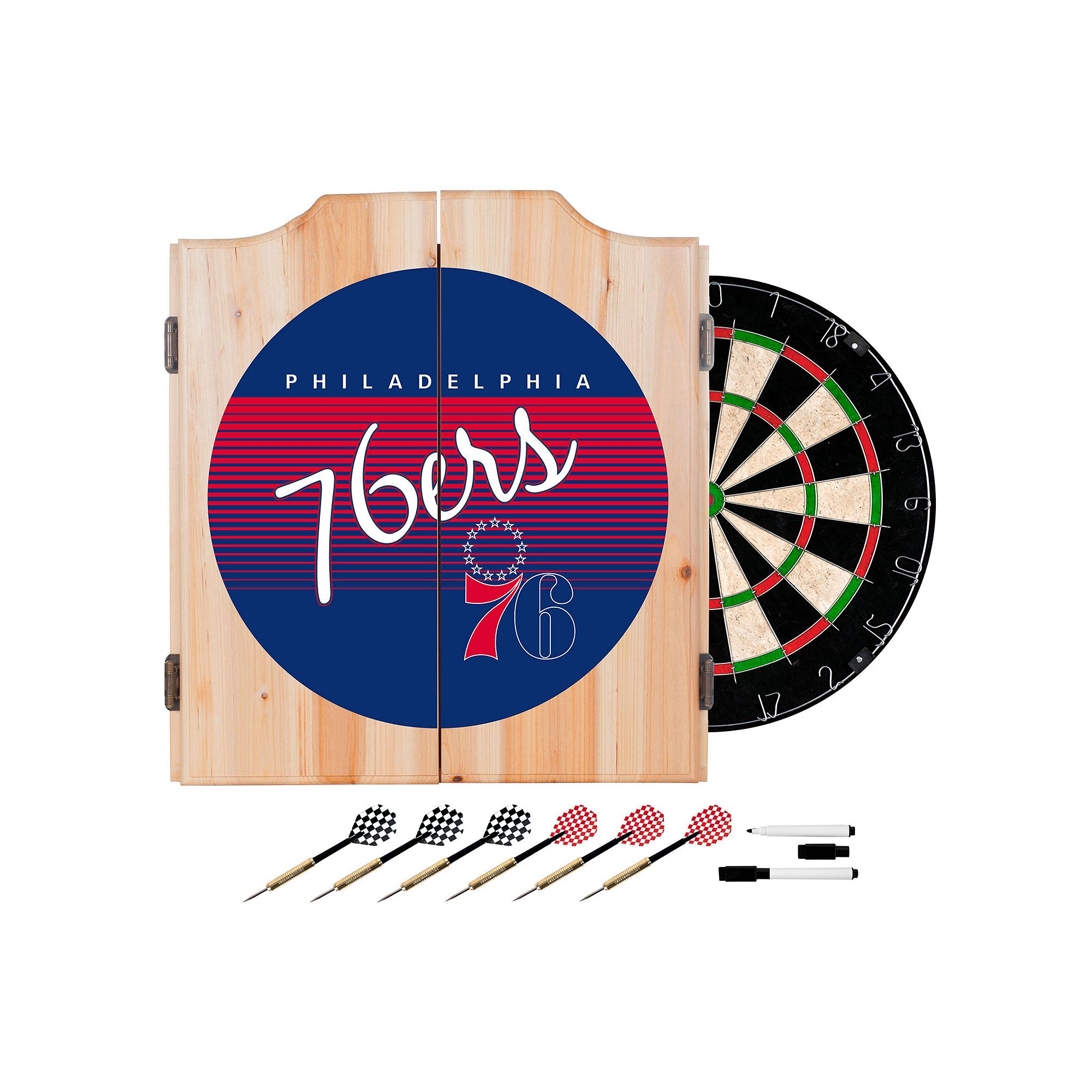 Philadelphia 76ers Hardwood Classics Wood Dart Cabinet Set, 76r Team