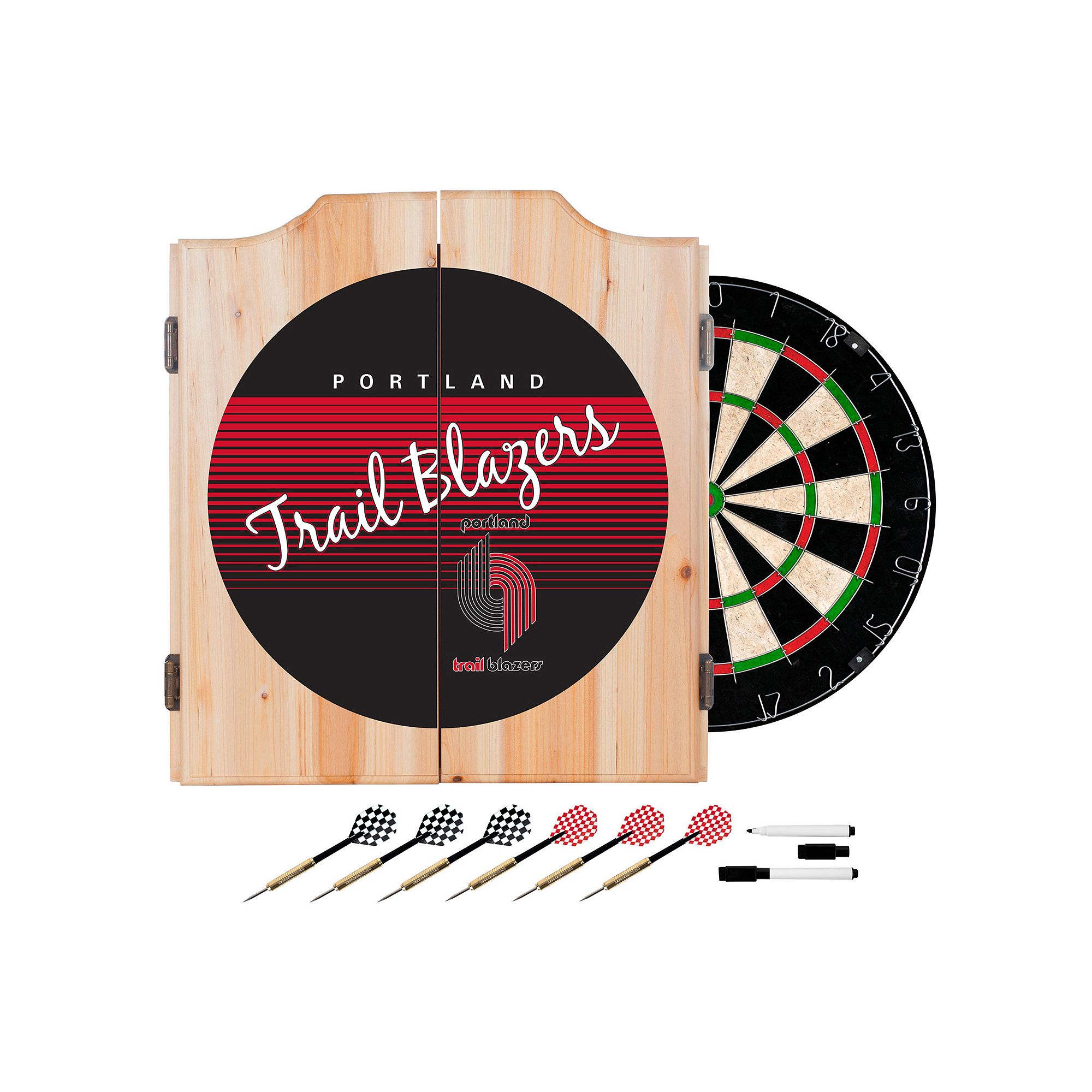 Portland Trail Blazers Hardwood Classics Wood Dart Cabinet Set, Team