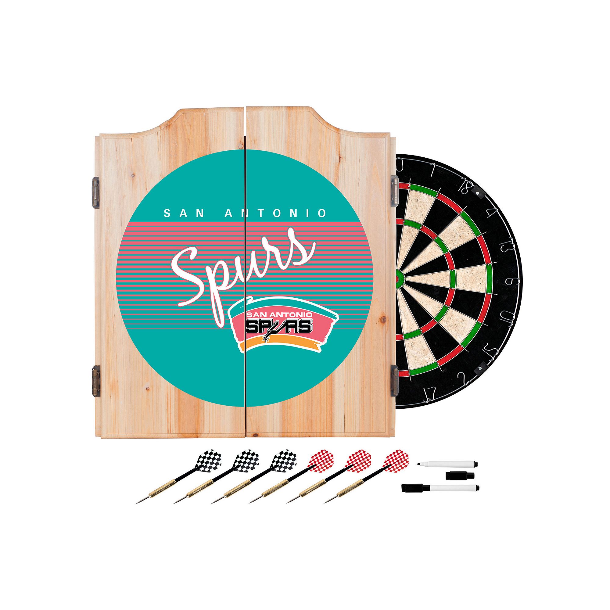 San Antonio Spurs Hardwood Classics Wood Dart Cabinet Set, Team