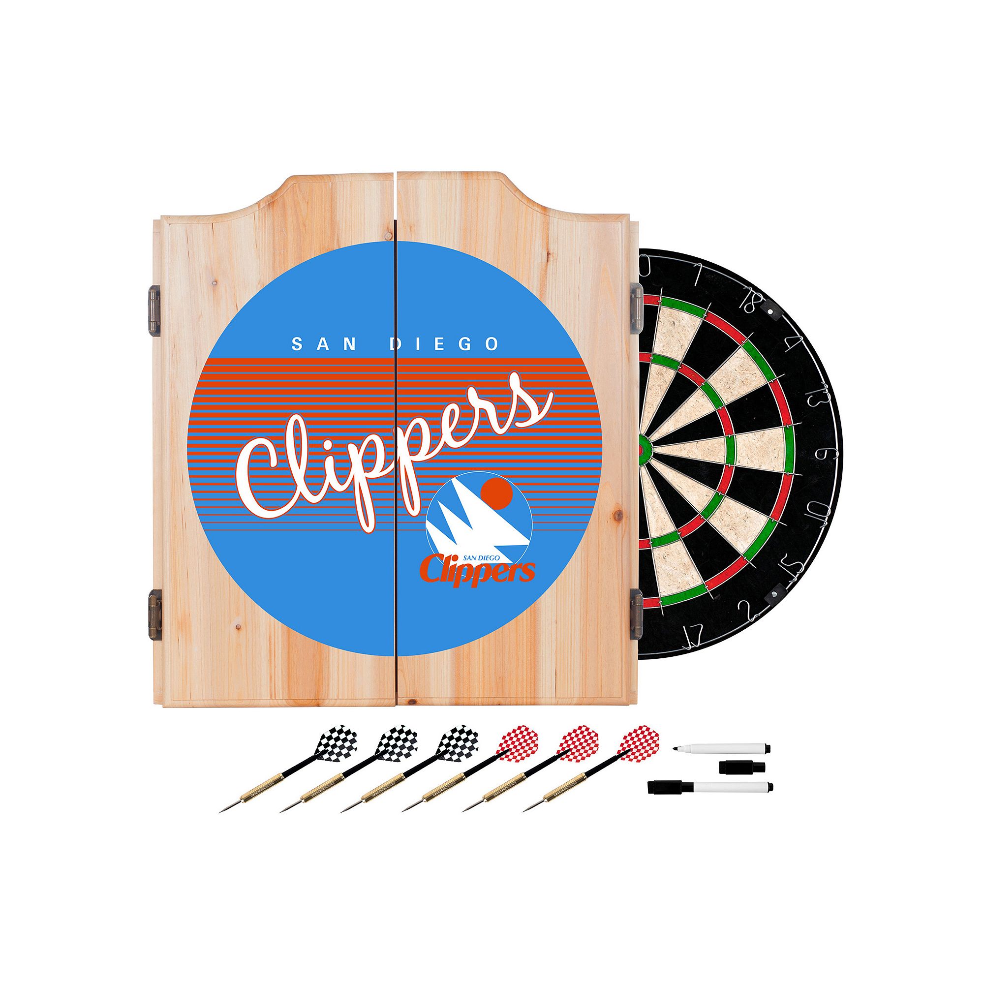 San Diego Clippers Hardwood Classics Wood Dart Cabinet Set, Team