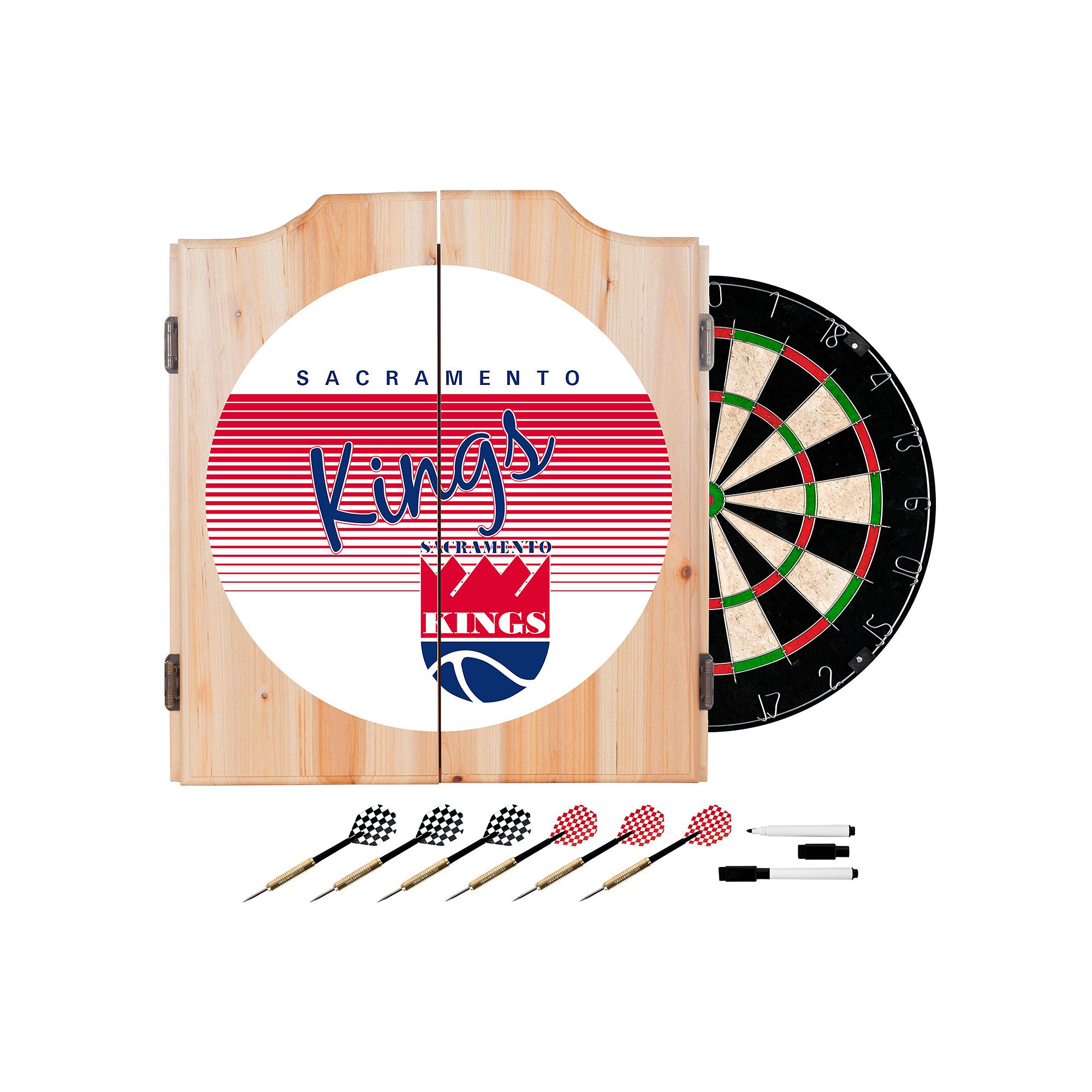 Sacramento Kings Hardwood Classics Wood Dart Cabinet Set, Kng Team