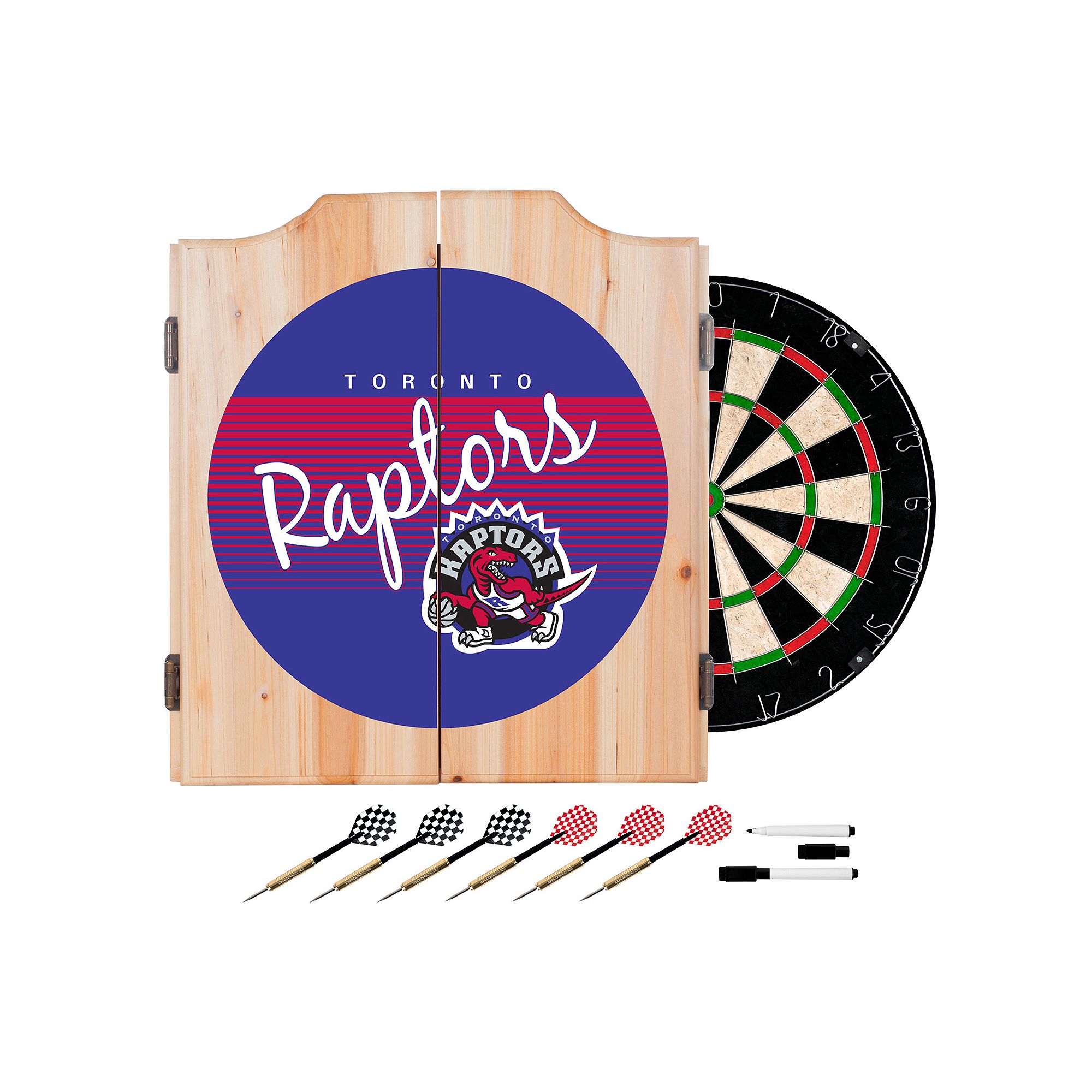 Toronto Raptors Hardwood Classics Wood Dart Cabinet Set, Rpt Team