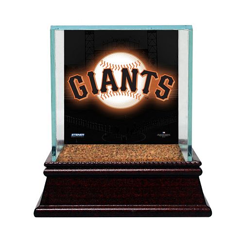 Steiner Sports Glass Single Baseball Display Case with San Francisco Giants Logo Background and Authentic Field Dirt