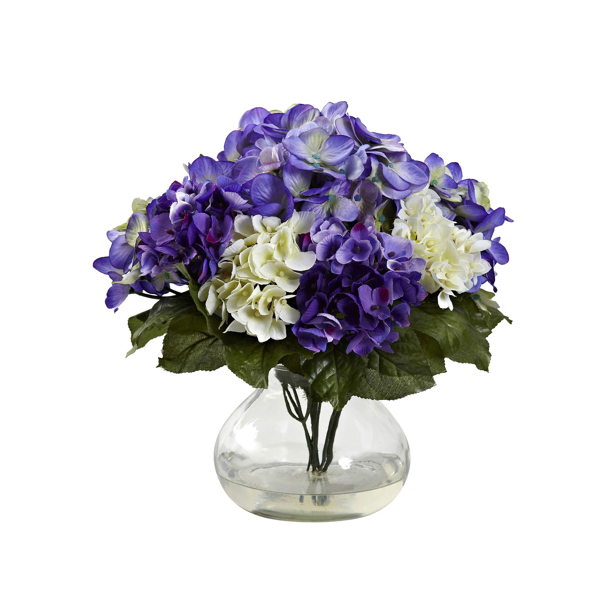 nearly natural Mixed Hydrangea Floral Arrangement in Vase, White