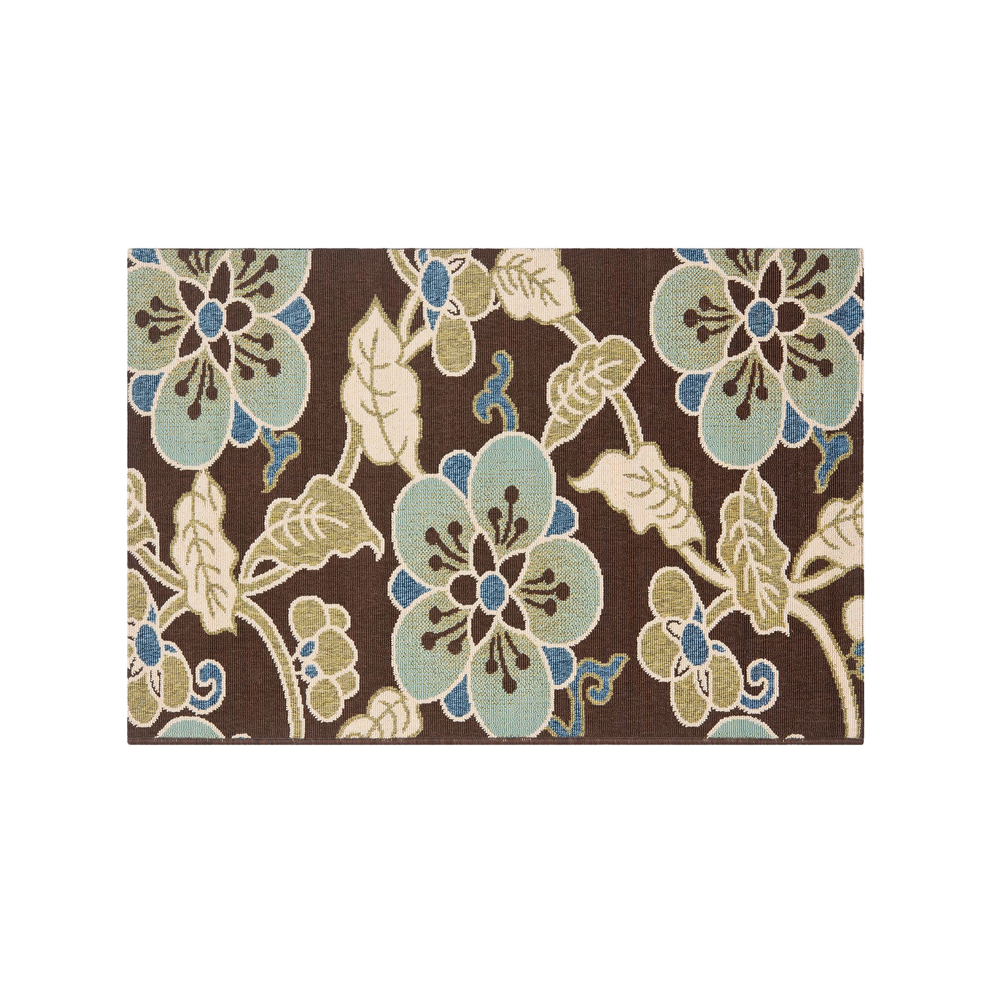 Safavieh Veranda Hawaiian Floral Indoor Outdoor Rug, Brown Aqua