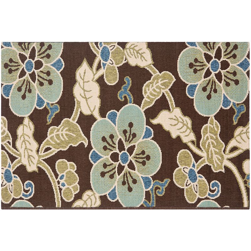 Safavieh Veranda Hawaiian Floral Indoor Outdoor Rug, Brown, 6.5X9.5 Ft