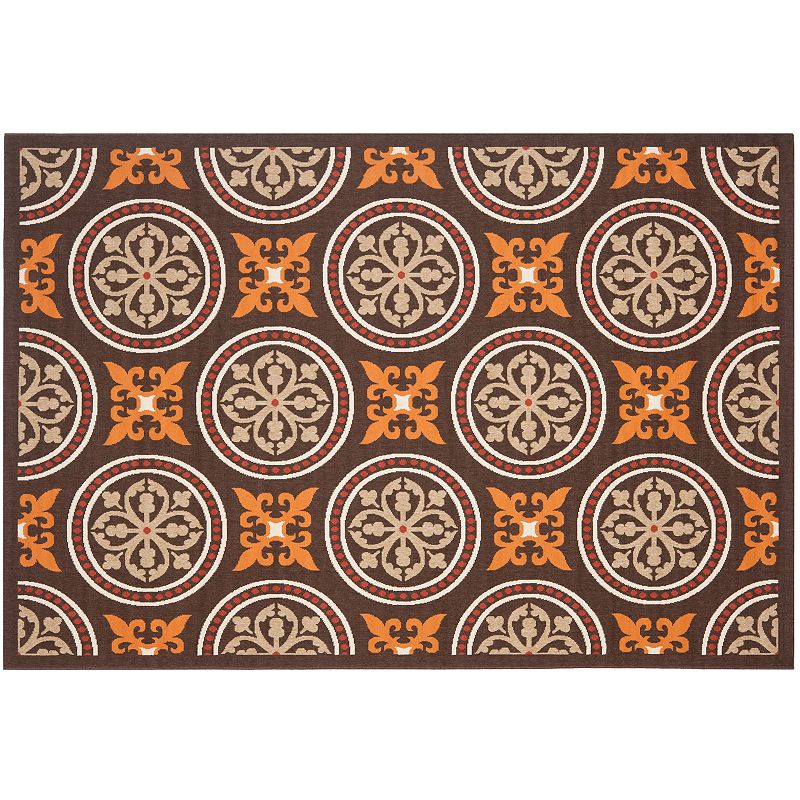 Safavieh Veranda Fleur-de-Lis Indoor Outdoor Rug, Brown, 6.5X9.5 Ft