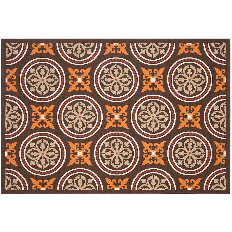 Safavieh Veranda Fleur-de-Lis Indoor Outdoor Rug, Brown, 6.5X9.5 Ft