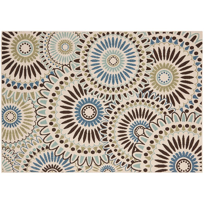 Safavieh Veranda Sunburst Indoor Outdoor Rug, White, 6.5X9.5 Ft