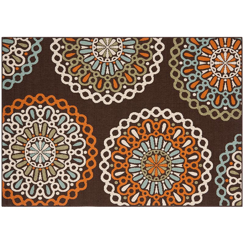 Safavieh Veranda Colordrop Indoor Outdoor Rug, Brown, 6.5X9.5 Ft