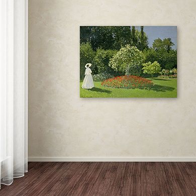 Trademark Fine Art ''Jeanne Marie Lecadre in the Garden'' Canvas Wall Art by Claude Monet