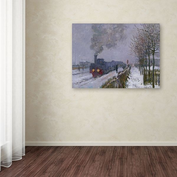 Trademark Fine Art Train In The Snow Canvas Wall Art By Claude Monet